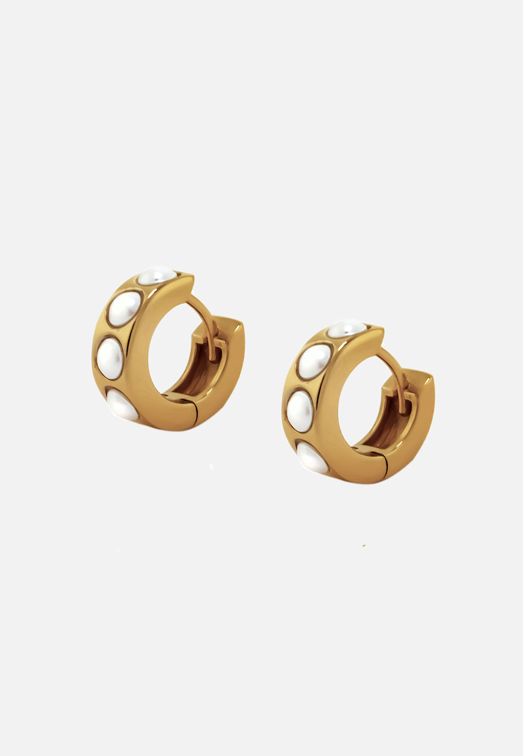 Sophie White Pearl Huggie Hoops